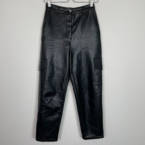 Aritzia Wilfred Free Modern Cargo Vegan Leather High Rise Button Fly Pant 0 - Picture 1 of 12